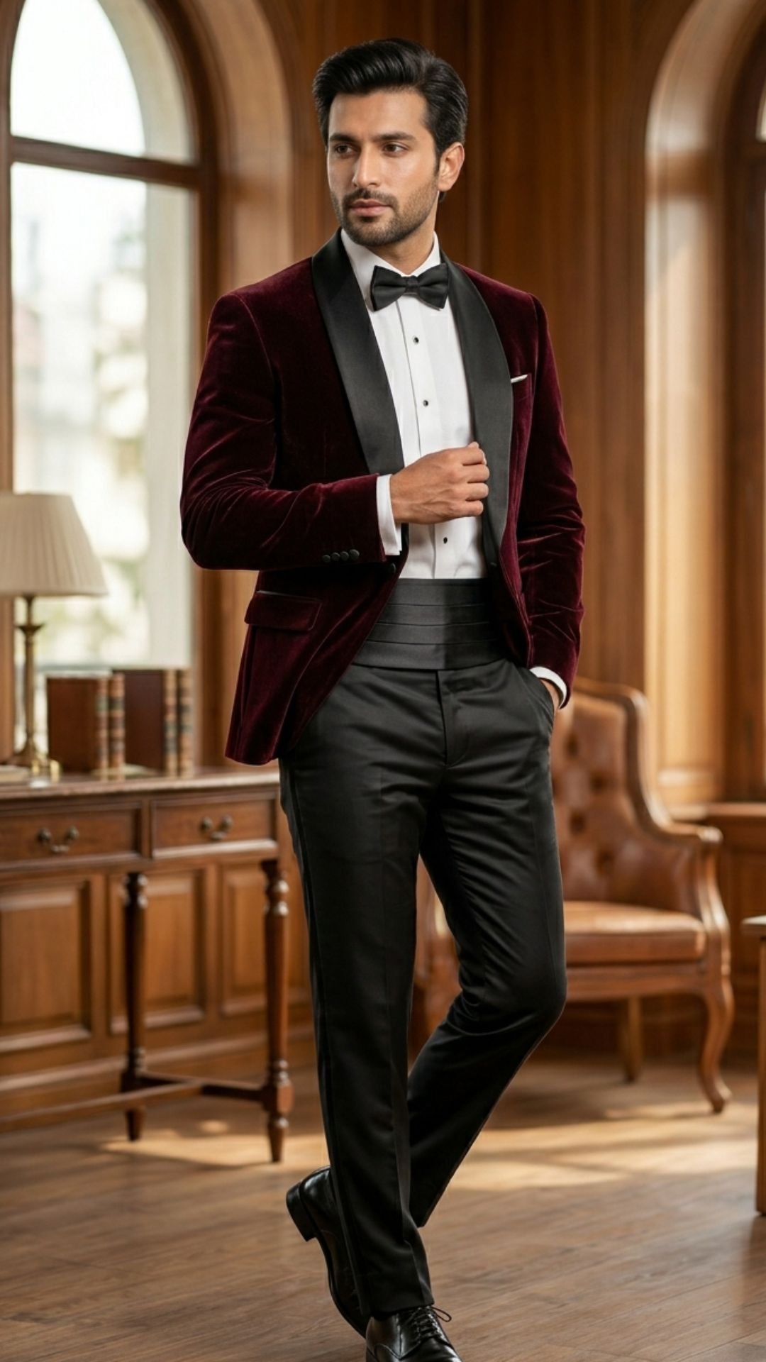 Maroon Velvet Tuxedo