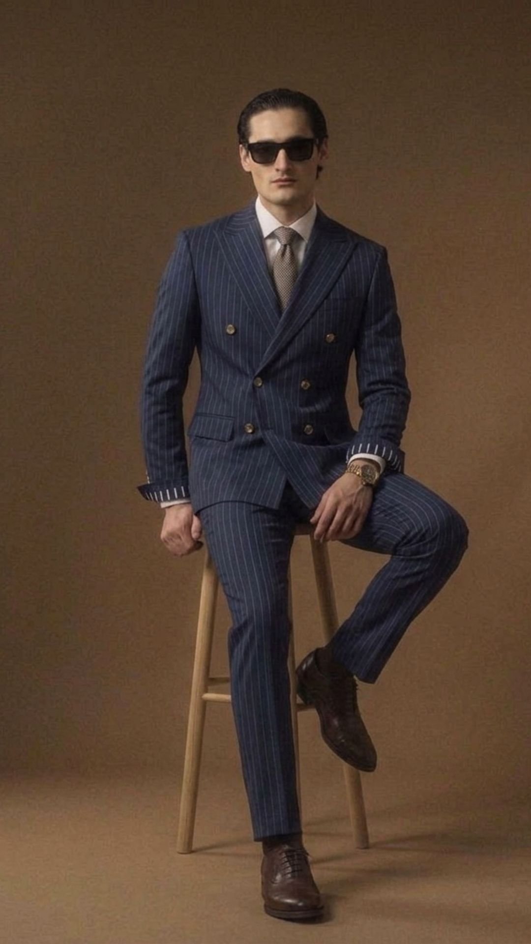 formal pinstripe gray double breast suit