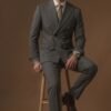 formal pinstripe gray double breast suit