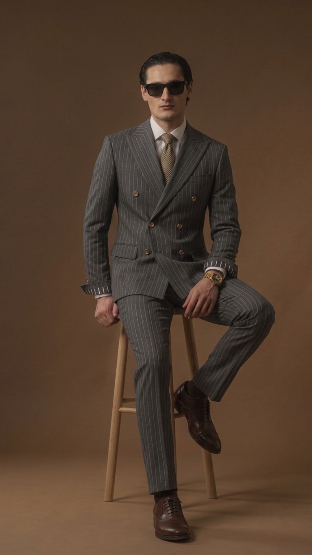 formal pinstripe gray double breast suit