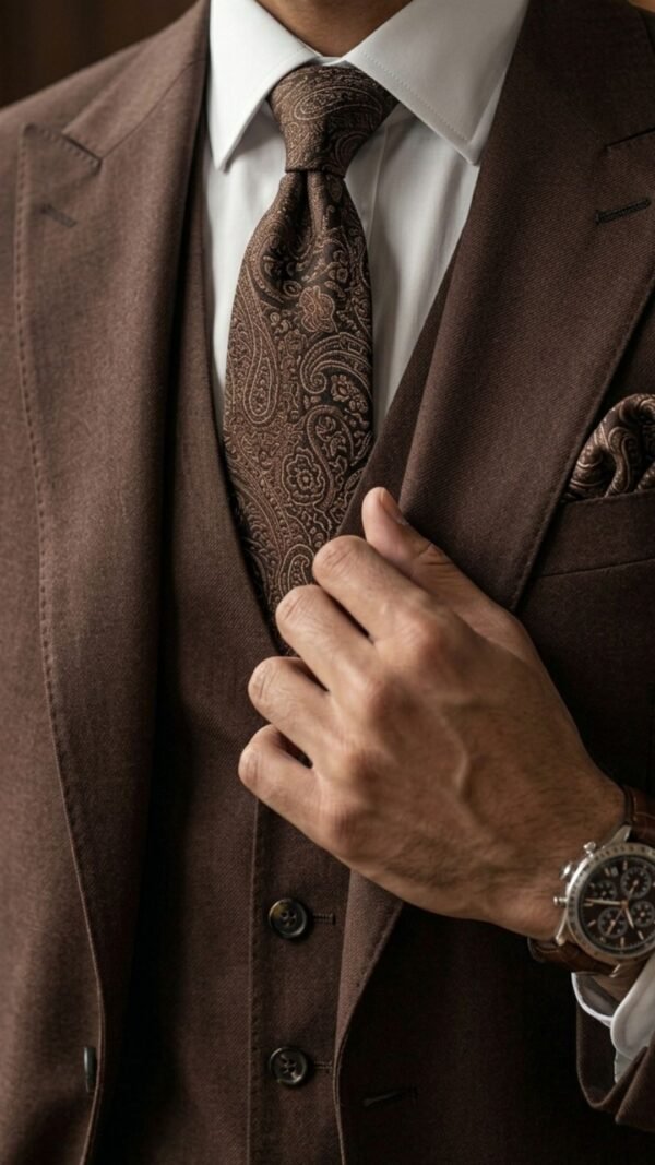 formal chocolate brown suit
