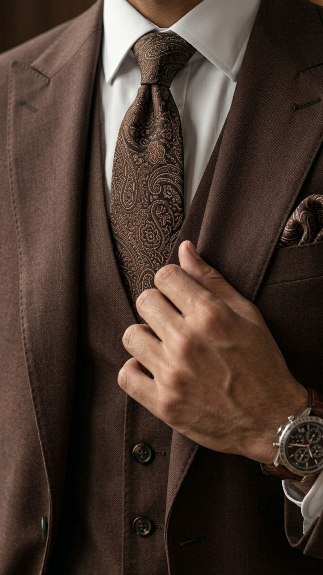 formal chocolate brown suit