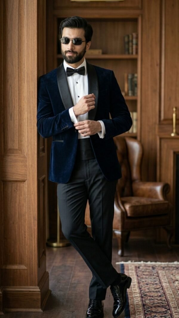 Navy Blue Velvet Jacket