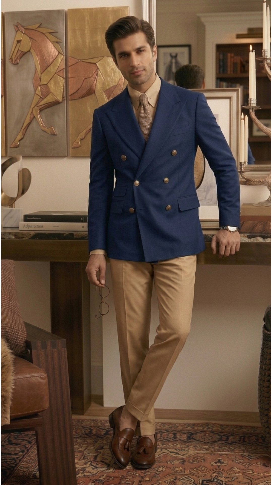 Blue and beige combination