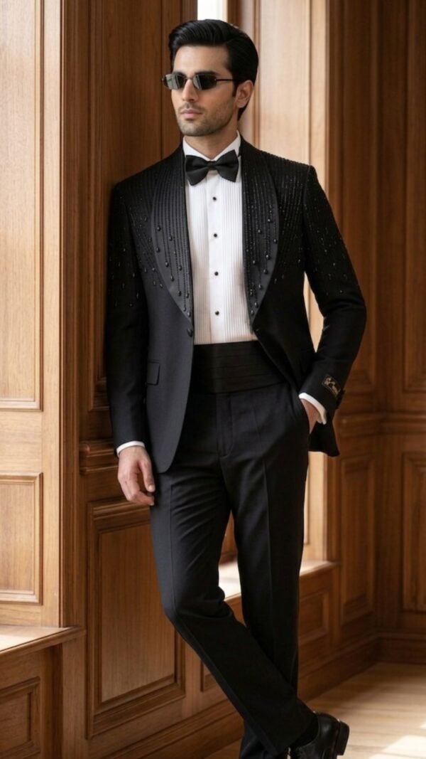 Embroidered Noir Tuxedo