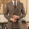 Heritage Brown Prince of Wales Check Double-Breasted Suit