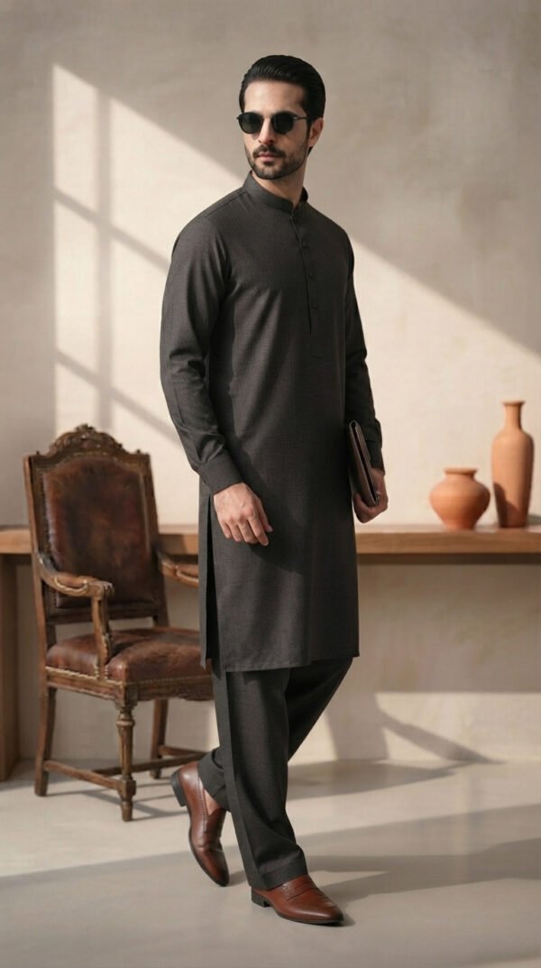 DARK CHARCOAL GREY KURTA PAJAMA