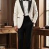 Ivory Black-Lapel Tuxedo for Men