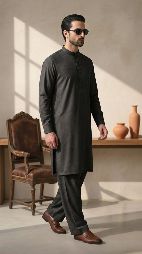 DARK CHARCOAL GREY KURTA PAJAMA
