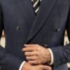 Navy Prince of Wales Check Double-Breasted Suit for Men