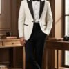 Ivory Black-Lapel Tuxedo for Men